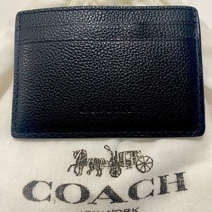 Coach Men’s Money Clip/Wallet with bag NWOT. Black pebble leather